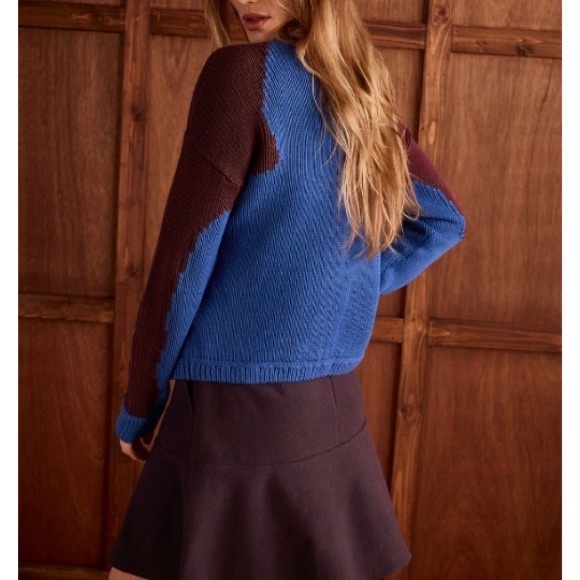 CAbi Blue and Burgundy Floral Sweater - Picture 3 of 5